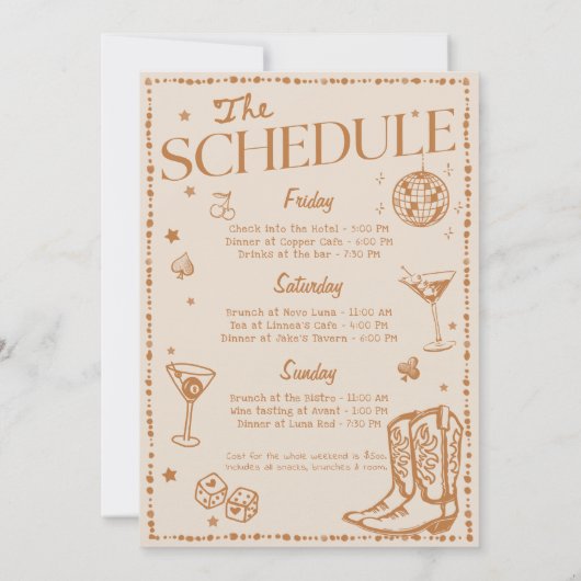 Lucky In Love Bachelorette Weekend Kaart (Achterkant)