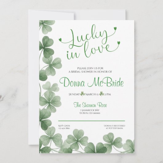 Lucky in Love Bridal Shower Invitation Kaart (Voorkant)