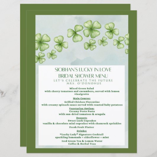 Lucky in Love Bridal Shower Menu (Voorkant / Achterkant)