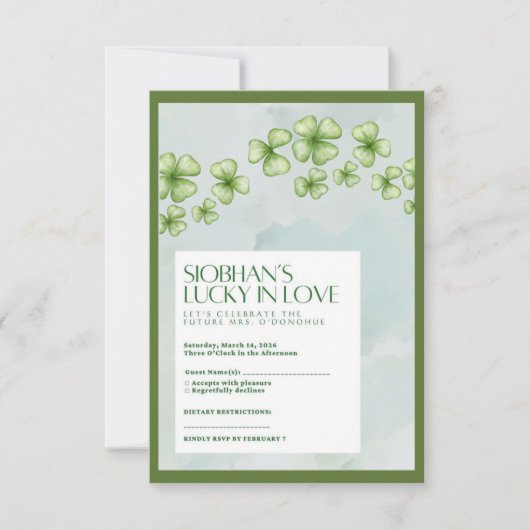 Lucky in Love Bridal Shower Response Card RSVP Kaartje (Voorkant)