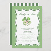 Lucky in Love Bridal Shower  Shamrock Invitation Kaart (Voorkant / Achterkant)