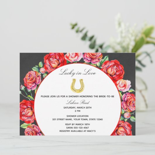 Lucky in Love Bridal Shower Uitnodiging (Staand voorkant)