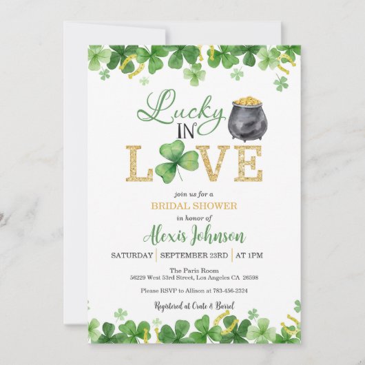 Lucky in Love Bridal Shower Uitnodiging (Voorkant)