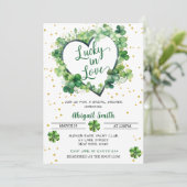 Lucky in love bruids douche uitnodiging (Staand voorkant)