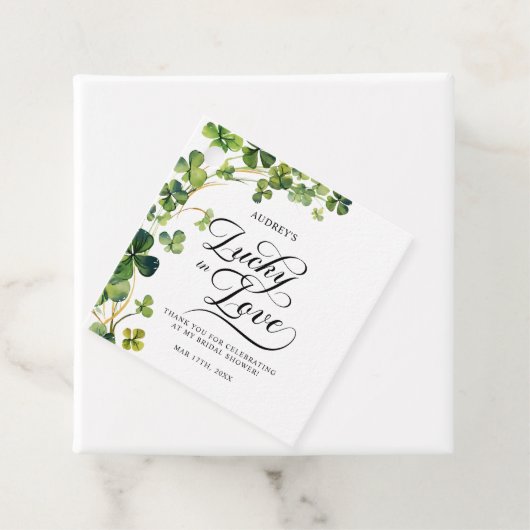 Lucky in Love Bruidsfeest Groene Klaverblad Bedankjes Labels (In situ)