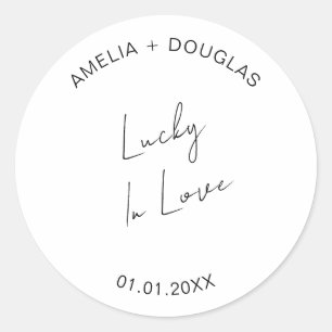 Lucky In Love Bruiloft Loterij Favor Bag Gift Ronde Sticker