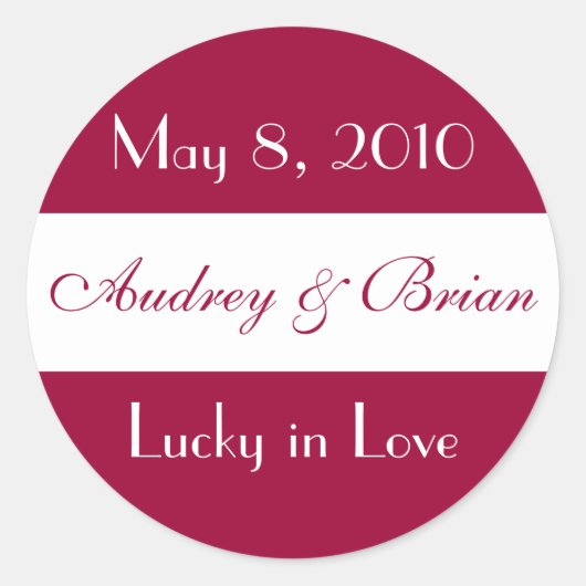 "Lucky in Love" Bruiloft Sticker (Voorkant)
