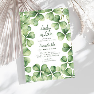 Lucky in Love Bruiloftsfeest Groen Klavertjevier Kaart