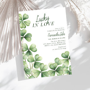 Lucky in Love Bruiloftsfeest Groen Klavertjevier  Kaart