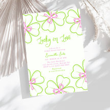 Lucky in Love Bruiloftsfeest Roze Groene Klaver 