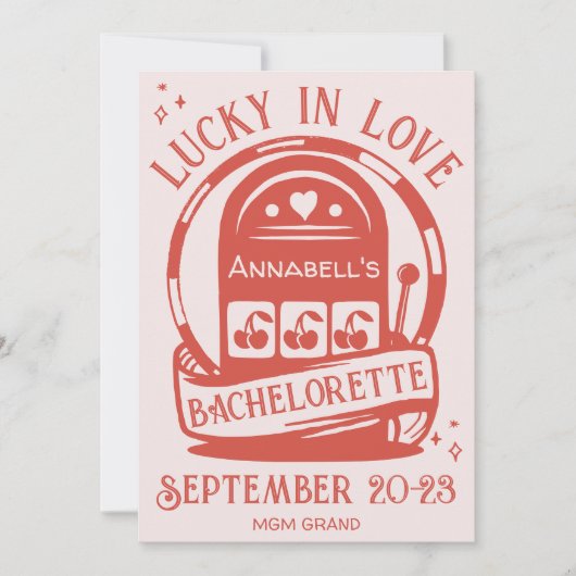 Lucky in Love Casino Hand getrokken Vegas Bachelor Kaart (Voorkant)