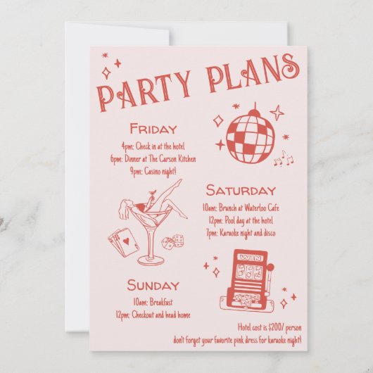 Lucky in Love Casino Hand getrokken Vegas Bachelor Kaart (Achterkant)