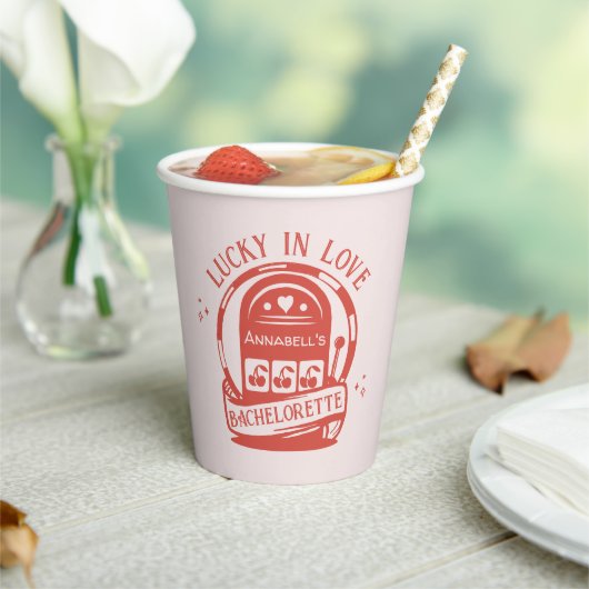 Lucky in Love Casino Hand getrokken Vegas Bachelor Papieren Bekers (Insitu)
