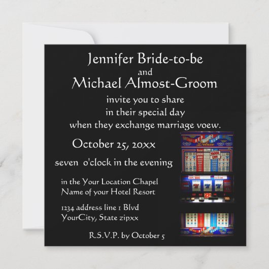 Lucky in Love Casino Theme Wedding Kaart (Voorkant)