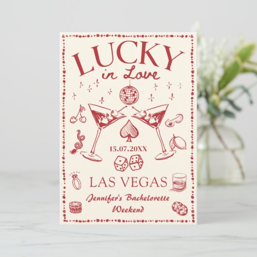 Lucky In Love Casino vrijgezellenweekend Kaart (Staand voorkant)