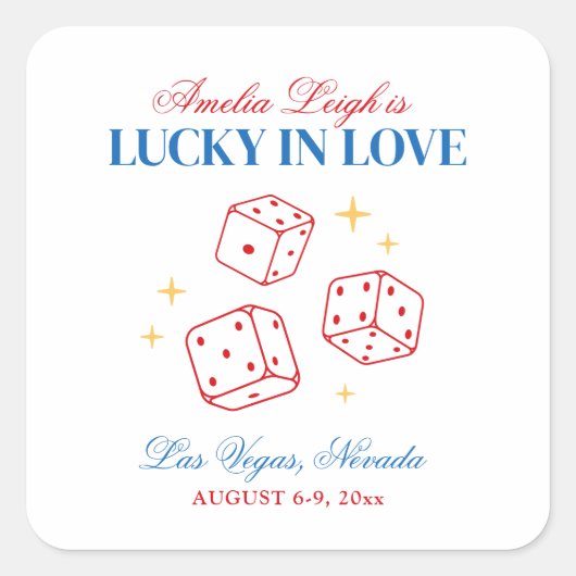 Lucky In Love Casino vrijgezellenweekend Vierkante Sticker (Voorkant)