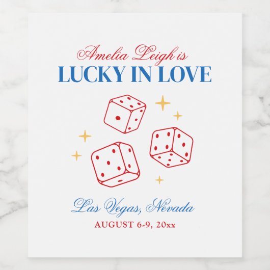 Lucky In Love Casino vrijgezellenweekend Wijn Etiket (Enkel label)