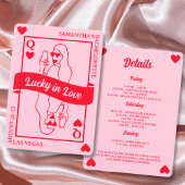 Lucky In Love Chic Roze & Rood Bachelorette Weeken Kaart