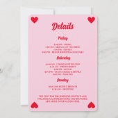 Lucky In Love Chic Roze & Rood Bachelorette Weeken Kaart (Achterkant)