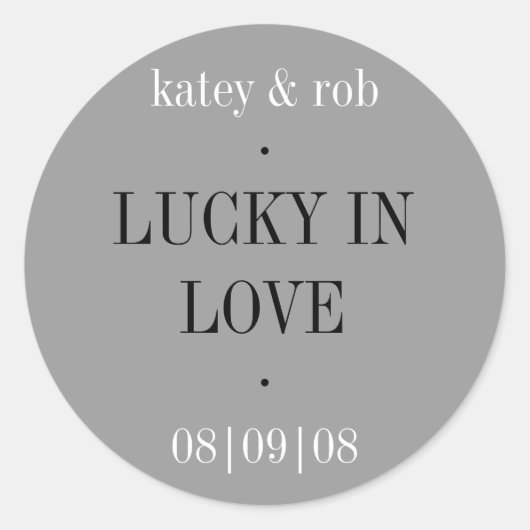 Lucky in Love Classic Style Ronde Sticker (Voorkant)