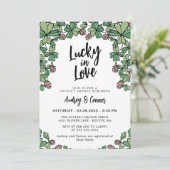 Lucky in Love Clover Couple's Shower Kaart (Staand voorkant)