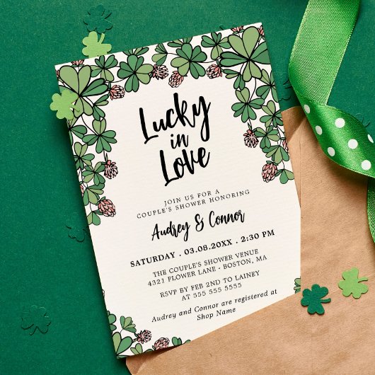 Lucky in Love Clover Couple's Shower Kaart