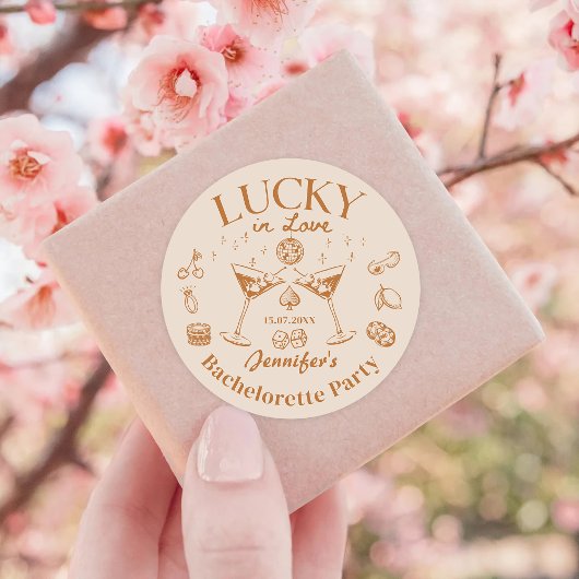 Lucky In Love Cocktail Bachelorette Feestje Ronde Sticker