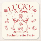 Lucky In Love Cocktail Bachelorette Party Classic Kartonnen Onderzetters (Voorkant)