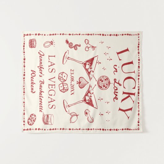 Lucky in Love Cocktail Bachelorette Party Tapestry Wandkleed (Voorkant (horizontaal))