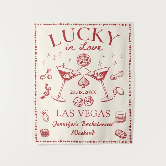 Lucky in Love Cocktail Bachelorette Party Tapestry Wandkleed (Voorkant)