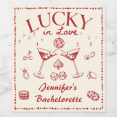 Lucky In Love Cocktails Bachelorette Party Wijn Etiket (Enkel label)
