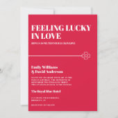 Lucky in Love Crimson Red Minimal Wedding Kaart (Voorkant)