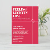 Lucky in Love Crimson Red Wedding Kaart (Staand voorkant)