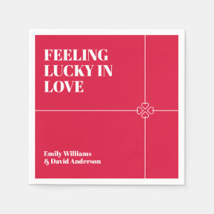Lucky in Love Crimson Red Wedding Servet