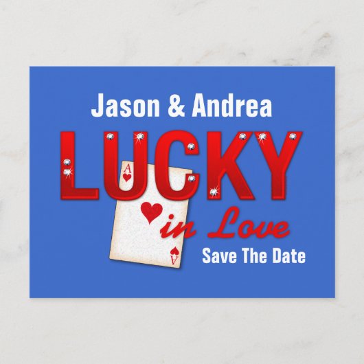 Lucky in Love Custom Save the Date Aankondigingskaart (Voorkant)