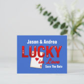 Lucky in Love Custom Save the Date Aankondigingskaart (Staand voorkant)