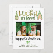 Lucky in Love | De datum van de bruiloft opslaan Aankondigingskaart (Voorkant / Achterkant)