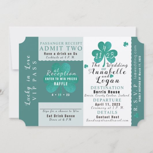 Lucky in Love Destination Wedding Invitation Kaart (Achterkant)