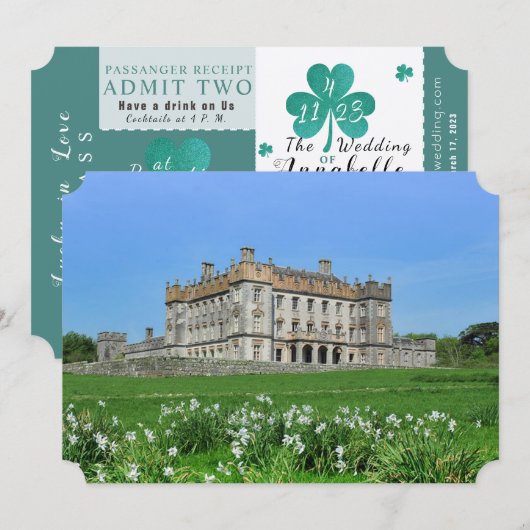 Lucky in Love Destination Wedding Invitation Kaart (Voorkant / Achterkant)