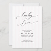 Lucky in Love Elegant Pink Stripe Bridal Shower Kaart (Voorkant)
