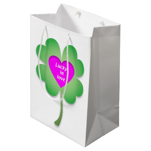 Lucky in Love gift tas Medium Cadeauzakje (Voorkant Gekanteld)
