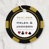 Lucky in Love Gold Black Poker Chip Weddenschap Bedankjes Labels (Achterkant)