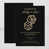 Lucky in Love Gold Dice Casino Bachelorette Party Kaart (Voorkant / Achterkant)