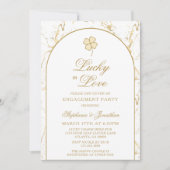 Lucky in Love Gold Shamrock Engagement Party Kaart (Voorkant)