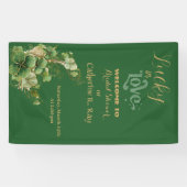 Lucky in Love Gold Shimmer Shamrock Vrijgezellenfe Spandoek (Horizontaal)