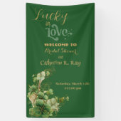 Lucky in Love Gold Shimmer Shamrock Vrijgezellenfe Spandoek (Verticaal)