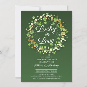 Lucky in Love Golden Shamrocks Jubileum Party Kaart