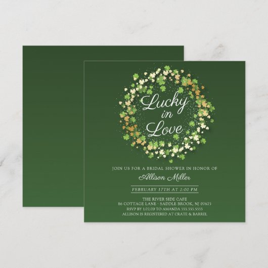 Lucky in Love Golden Shamrocks Vrijgezellenfeest Kaart (Voorkant / Achterkant)