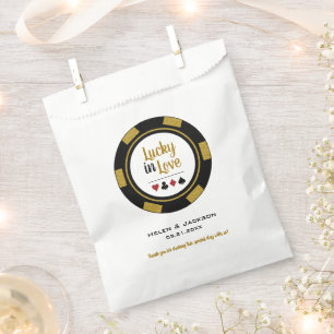 Lucky In Love Goud Zwart Wit Poker Chip Bruiloft Bedankzakje