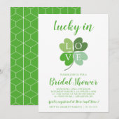 Lucky In Love Green Heart Shamrock Vrijgezellenfee Kaart (Voorkant / Achterkant)